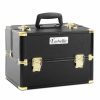 * Embellir Sale Online Portable Cosmetic Beauty Makeup Case Gold Black Brushes & Bags & Tools